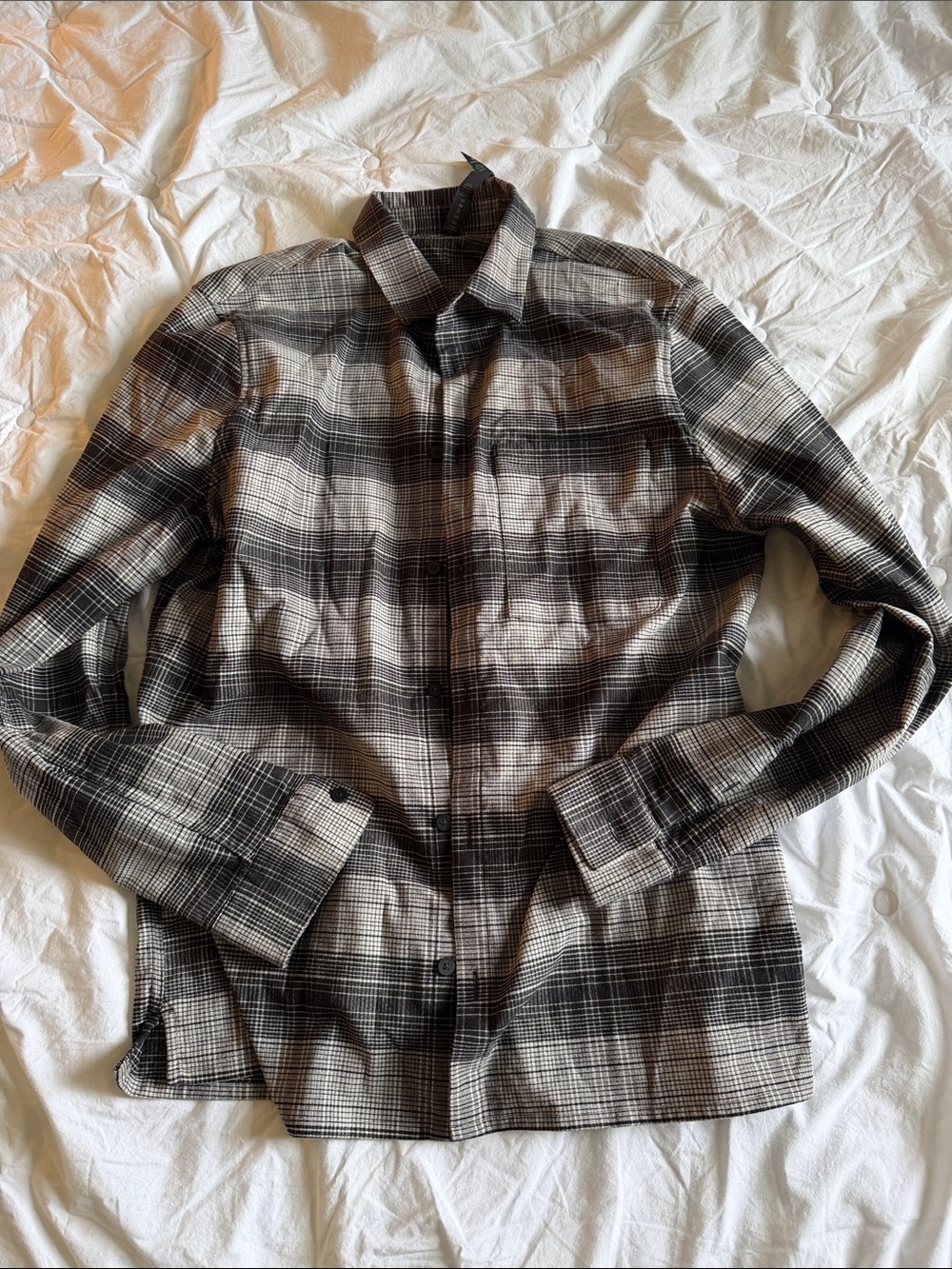 lululemon athletica black and gray Plaid Shirt